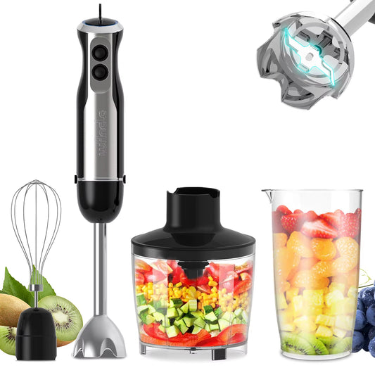 1000W 4-in-1 Immersion Hand Blender with 16 Variable Speed Settings for Protein Shakes and Whipped Cream
