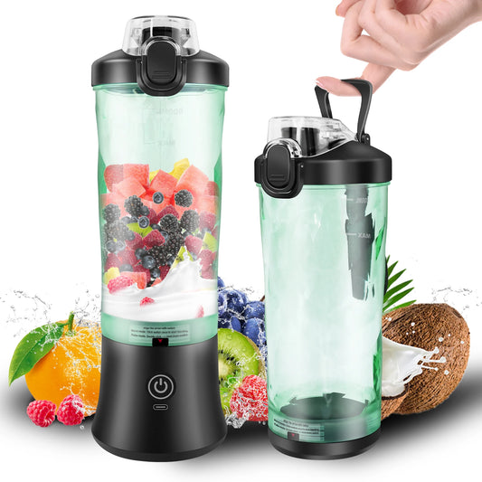 600ml Portable Mini Blender - USB Rechargeable Smoothie Maker with Large Capacity for Travel and Ice Blending